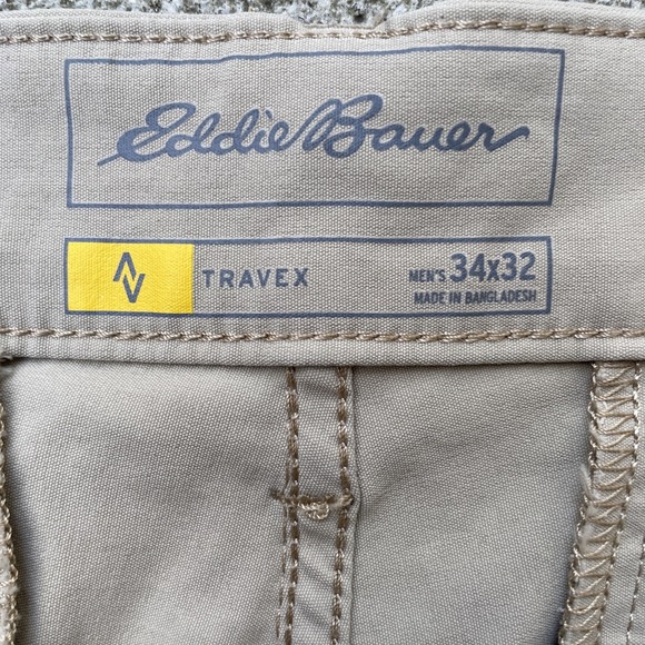 Eddie Bauer Travex Hiking Pants Men's 34x32 Khaki Nylon Stretch Travel Outdoor - Picture 3 of 8